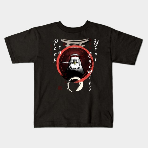 Samurai Budgie Ninja Warrior Kids T-Shirt by BirdNerd